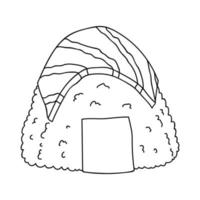 hand- getrokken onigiri clip art. Japans snel voedsel gemaakt van rijst. rijst- bal in noch ik zeewier vector
