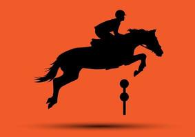 grafiek ontwerp silhouet paard racing voor ras geïsoleerd oranje achtergrond vector illustratie