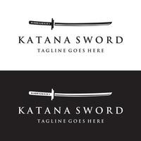 Japans wijnoogst katana samurai zwaard logo sjabloon, japans erfgoed zwaard vector illustratie.