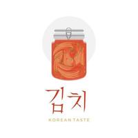 illustratie logo van traditioneel Koreaans voedsel Kimchi in pot vector