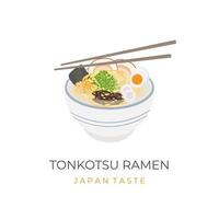 logo illustratie van tonkotsu ramen heerlijk wit soep vector