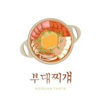 heerlijk budae jjigae Koreaans voedsel illustratie logo met compleet vulling vector