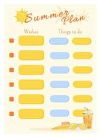 zomerplan creatief planner paginaontwerp vector