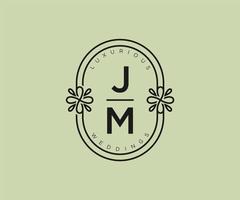 jm initialen brief bruiloft monogram logos sjabloon, hand- getrokken modern minimalistisch en bloemen Sjablonen voor uitnodiging kaarten, opslaan de datum, elegant identiteit. vector