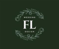 fl initialen brief bruiloft monogram logos verzameling, hand- getrokken modern minimalistisch en bloemen Sjablonen voor uitnodiging kaarten, opslaan de datum, elegant identiteit voor restaurant, boetiek, cafe in vector