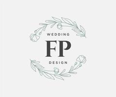 fp initialen brief bruiloft monogram logos verzameling, hand- getrokken modern minimalistisch en bloemen Sjablonen voor uitnodiging kaarten, opslaan de datum, elegant identiteit voor restaurant, boetiek, cafe in vector