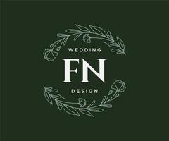 fn initialen brief bruiloft monogram logos verzameling, hand- getrokken modern minimalistisch en bloemen Sjablonen voor uitnodiging kaarten, opslaan de datum, elegant identiteit voor restaurant, boetiek, cafe in vector