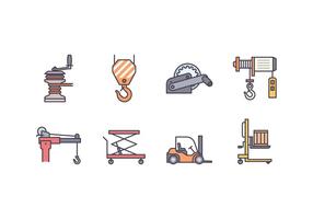 Winch En Lifting Machine Icons vector