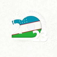 nieuw jaar 2023 voor Oezbekistan Aan sneeuwvlok achtergrond. vector