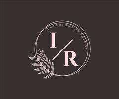 ir initialen brief bruiloft monogram logos sjabloon, hand- getrokken modern minimalistisch en bloemen Sjablonen voor uitnodiging kaarten, opslaan de datum, elegant identiteit. vector