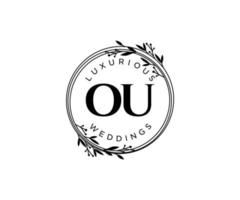 ou initialen brief bruiloft monogram logos sjabloon, hand- getrokken modern minimalistisch en bloemen Sjablonen voor uitnodiging kaarten, opslaan de datum, elegant identiteit. vector