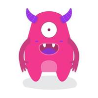 grappig schattig pink een oog halloween monster vector