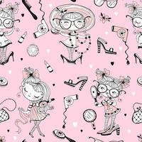 fashionista's met accessoires voor vrouwen. naadloze patroon. vector