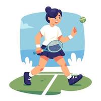 vrouw athelete spelen tennis vector