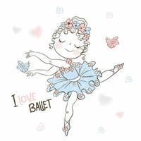 een schattige kleine ballerina in een tutu danst