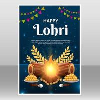 gelukkig lohri poster sjabloon vector