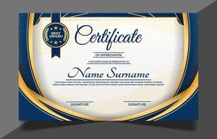 professioneel certificaat blauw sjabloon vector