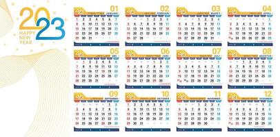 illustratie van 2023 kalender hijri en Javaans concepten voor kantoor planner, zakelijke ontwerp ontwerper Sjablonen. evenement kalender concepten, minimaal project catalogus, afdrukbare papier, klaar naar het drukken vector