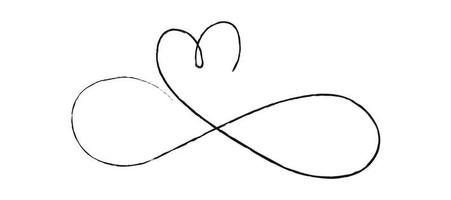 zwart dun lijnen twee harten liefde oneindigheid symbool Aan wit achtergrond - vector