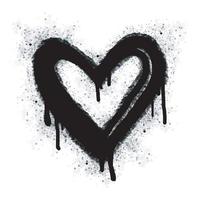 verstuiven geschilderd graffiti hart icoon gespoten geïsoleerd met een wit achtergrond. graffiti liefde icoon met over- verstuiven in zwart over- wit. vector illustratie.