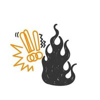 hand- getrokken tekening brand waarschuwing teken illustratie vector