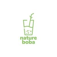 drinken glas boba natuur groen logo ontwerp vector