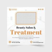 schoonheid salon behandeling sociaal media post vector met gouden en donker kleuren. salon en spa promotionele web banier ontwerp met meetkundig vormen. speciaal lichaam behandeling en huidsverzorging sjabloon.