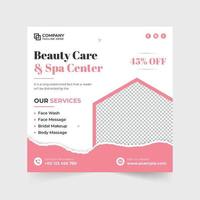 modern spa centrum sociaal media Promotie sjabloon vector met roze en donker kleuren. schoonheid zorg bedrijf advertentie poster ontwerp met abstract vormen. salon en spa centrum web banier voor afzet