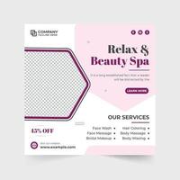 schoonheid spa behandeling promotionele poster ontwerp met lavendel en donker kleuren. lichaam massage en schoonheid salon sjabloon vector voor sociaal media marketing. lichaam en huid zorg centrum advertentie.