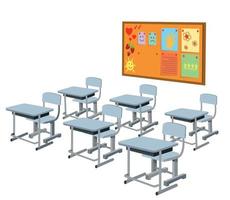 school- klas interieur, leerzaam concept, schoolbord, tafel vector