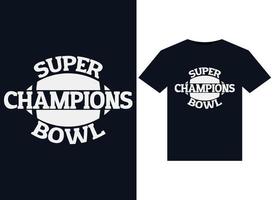 super kom kampioenen illustraties voor drukklare t-shirts ontwerp vector