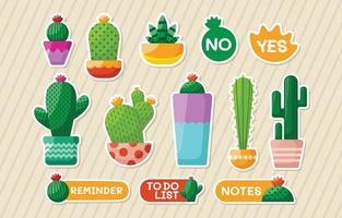 reeks van cactus sticker met pret kleuren vector