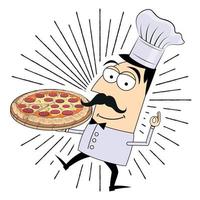 chef Holding pizza illustratie vector