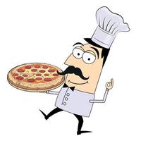 chef Holding pizza illustratie vector