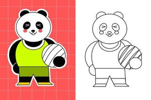 kleuren bladzijde van panda familie voor kleuter vector