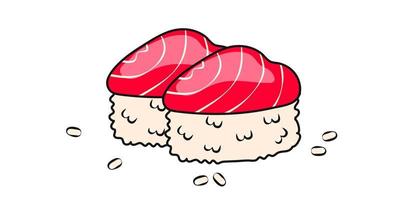 hart vormig Zalm sushi geïsoleerd element zeevruchten voedsel vector