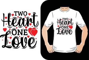 twee hart een liefde Valentijn typografie t overhemd ontwerp vector