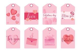 reeks Valentijnsdag dag kaarten. hand- geschreven groet voor februari 14 geschenk labels, pastel etiketten of posters verzameling. wijnoogst liefde belettering vector Sjablonen achtergronden.