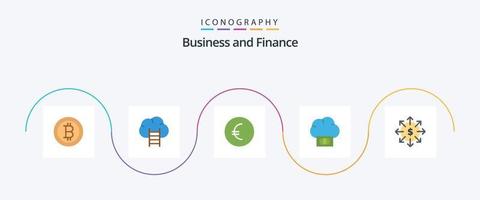 financiën vlak 5 icoon pak inclusief . wolk. geld. bedrijf vector