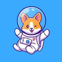 schattig corgi astronaut vliegend tekenfilm vector icoon illustratie. dier wetenschap icoon concept geïsoleerd premie vector. vlak tekenfilm stijl