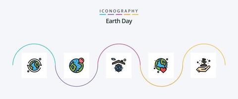 aarde dag lijn gevulde vlak 5 icoon pak inclusief ecologie. dag. wereldbol. liefde. wereldbol vector