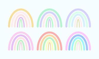 schattig kleurrijk regenboog reeks vector