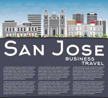 san Jose horizon met grijs gebouwen, blauw lucht en kopiëren ruimte. vector