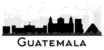 Guatemala stad horizon zwart en wit silhouet. vector