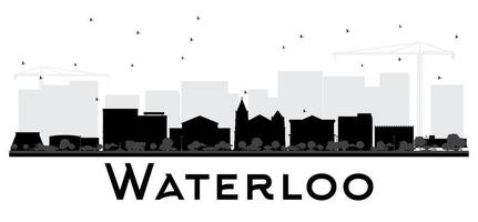 Waterloo Iowa stad horizon zwart en wit silhouet. vector