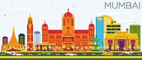 Mumbai horizon met kleur gebouwen en blauw lucht. vector