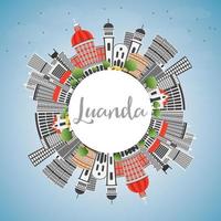 luanda skyline met grijze gebouwen, blauwe lucht en kopieer ruimte. vector