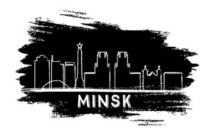 Minsk horizon silhouet. hand- getrokken schetsen. vector