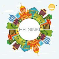 Helsinki horizon met kleur gebouwen, blauw lucht en kopiëren ruimte. vector