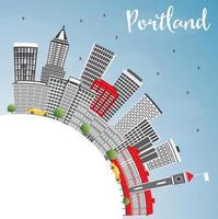 Portland horizon met grijs gebouwen, blauw lucht en kopiëren ruimte. vector